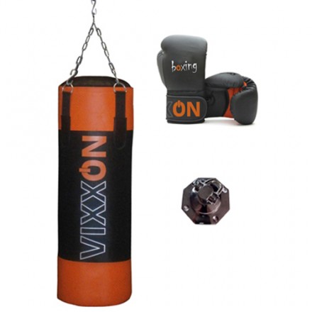 Kit Saco de Boxeo 100 cm vacío con Guantes Boxeo y Enganche