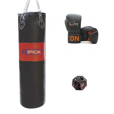 Kit Saco de Boxeo 100 cm vacío con Guantes Boxeo y Enganche